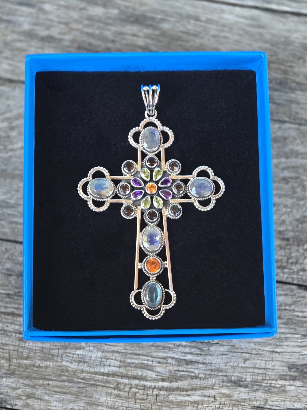 Nicky Butler Multicolor Gemstone Cross Pendant